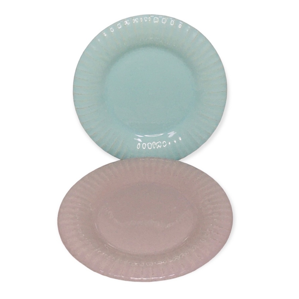 Pottery Barn Costa Nova Village Ribbed Salad/Dessert Plates Pastel Blue Lilac